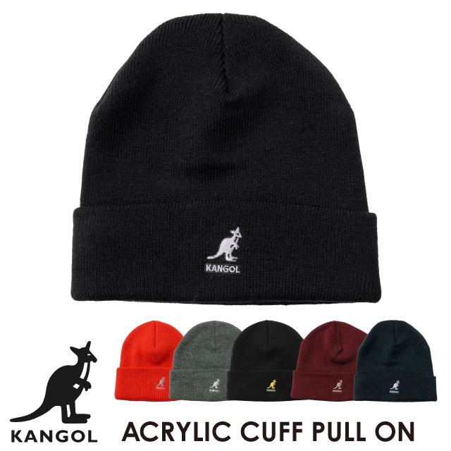 KANGOL  ACRYLIC CUFF PULL-ON/BLACKｘGOLD